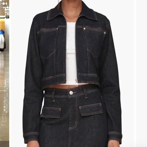 Avec Les Filles Cropped Denim Jacket